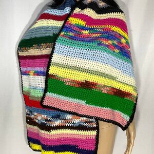 Mult-color Crochet Shawl Scarf Cottagecore